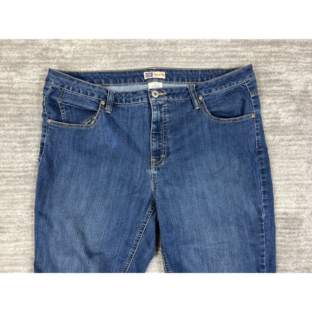 Faded‎ Glory Capris Womens 16 Dark Denim Stretch FL19B004D Rolled Cuff Mid Rise - Picture 2 of 12